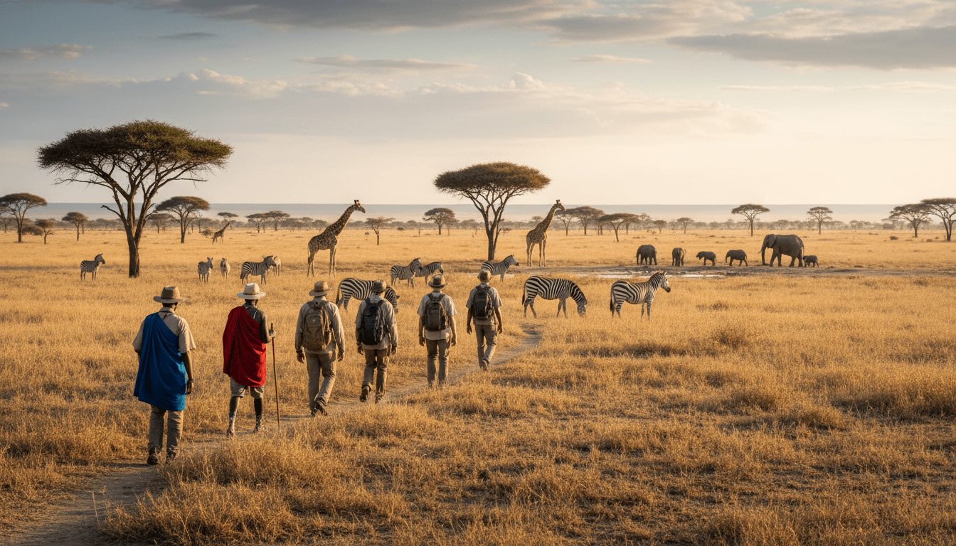Walking safari group in South Luangwa