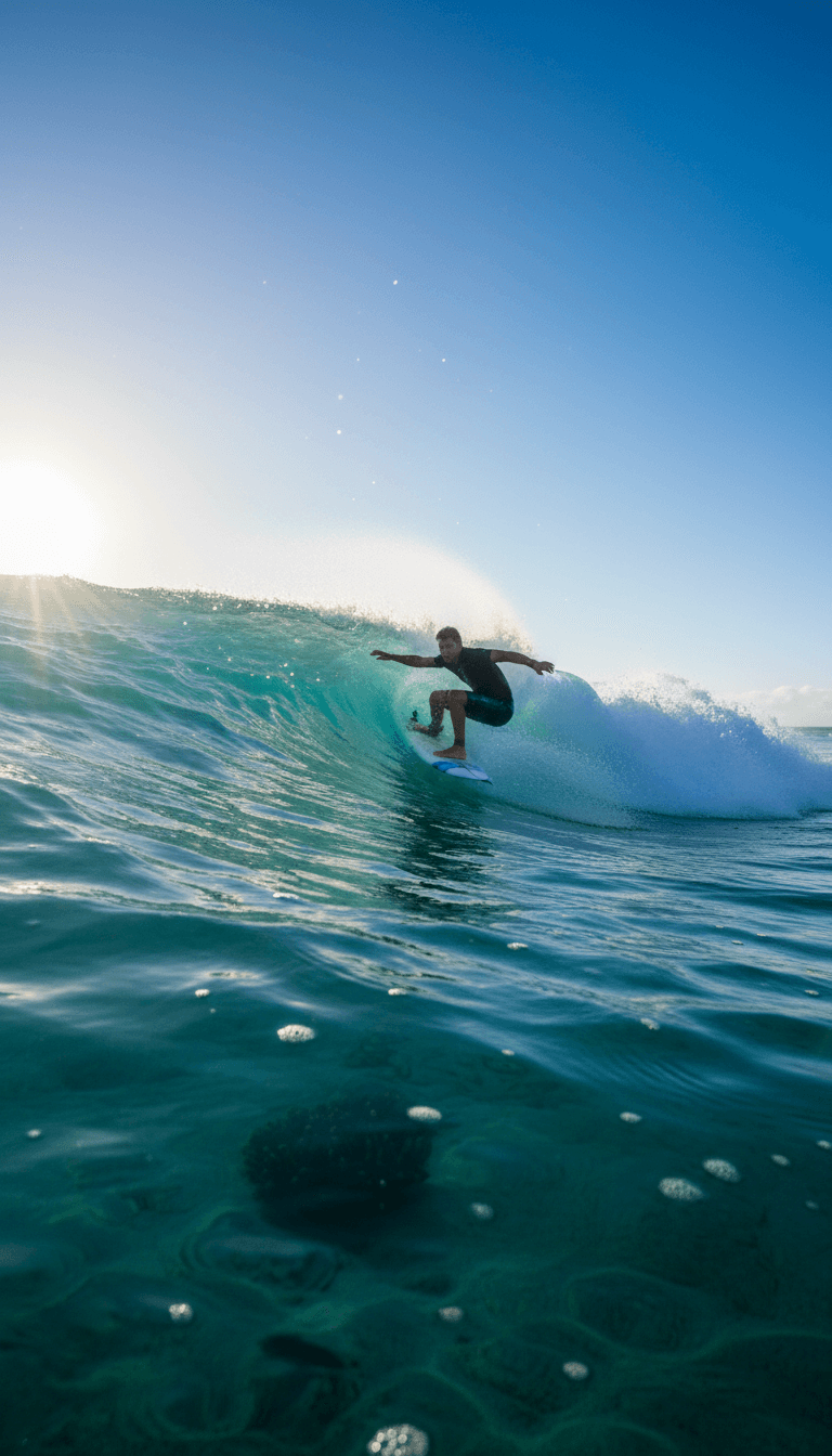 Experienced surfer carving on a clean wave
