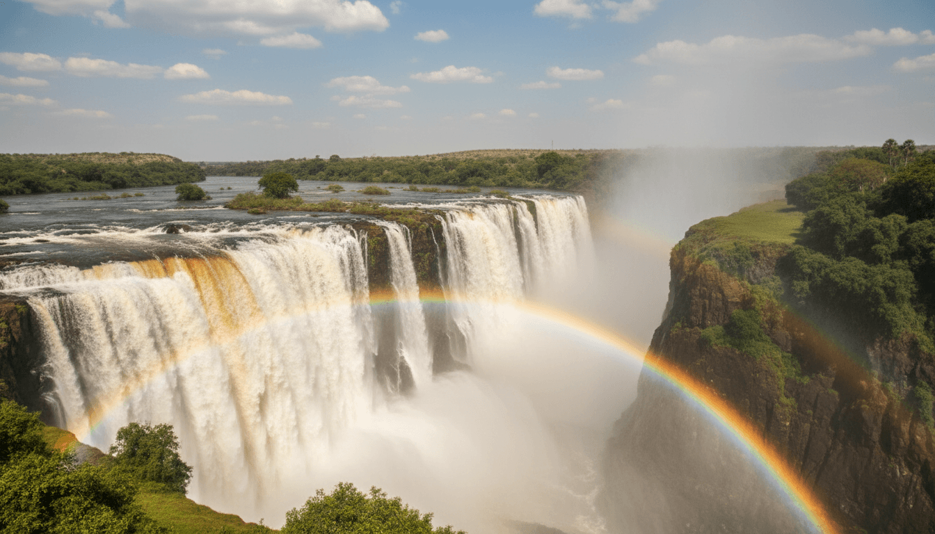 Mist rising from Victoria Falls