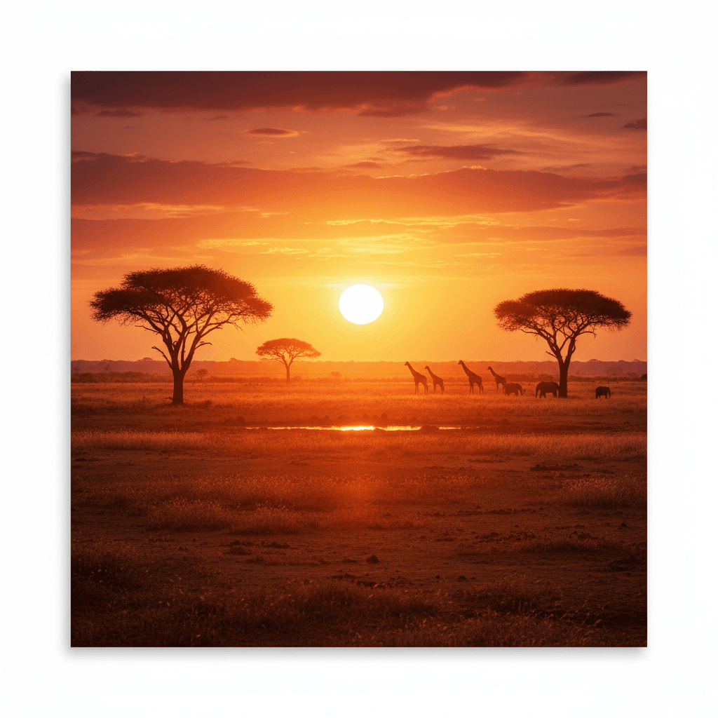 African sunset landscape scene